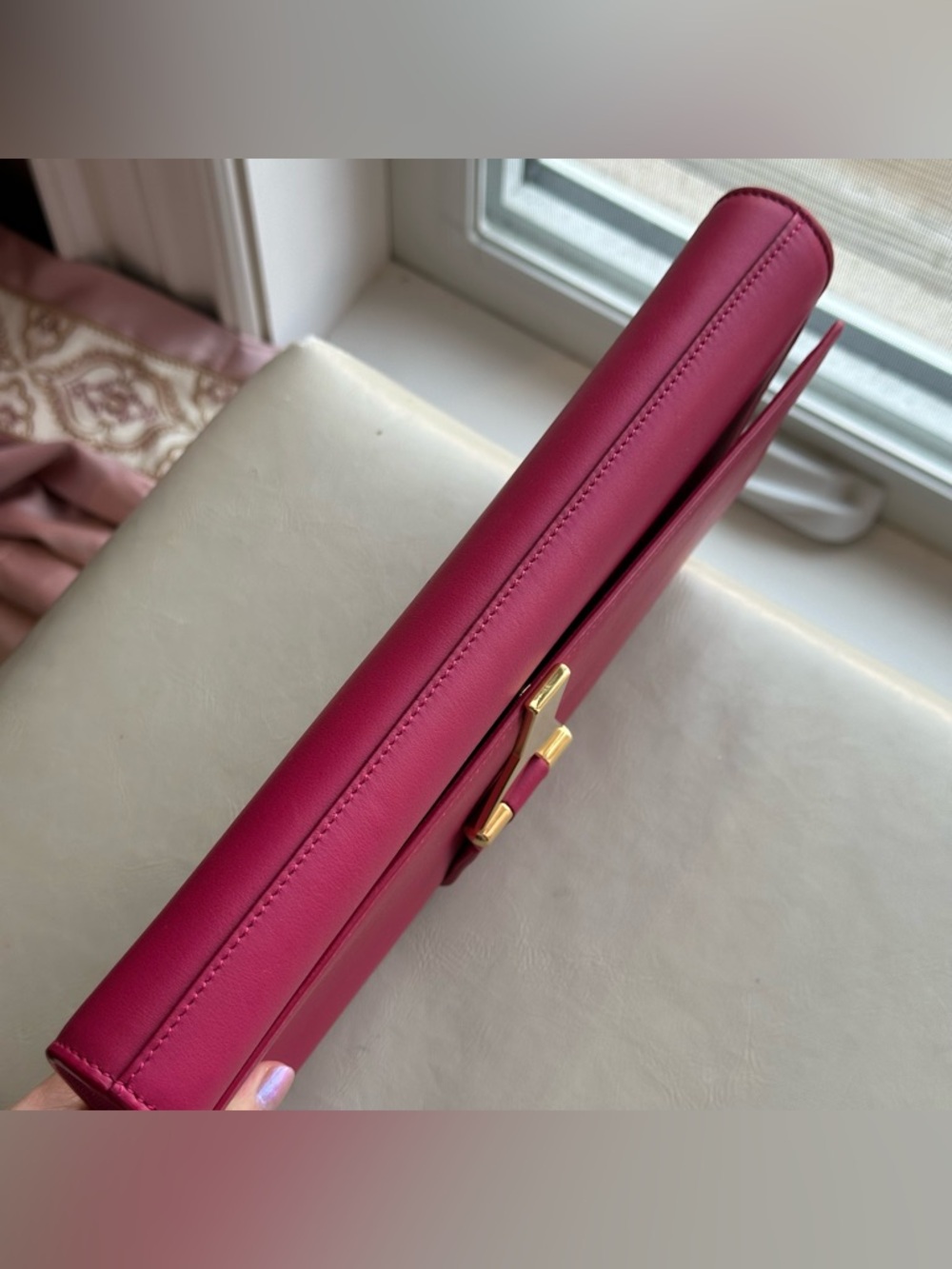 Saint Laurent Fuchsia Pink Leather Classic Y Ligne Clutch - Picture 7 of 16